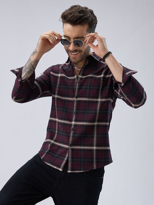 Vintage Maroon Plaid Checks Everyday Shirt