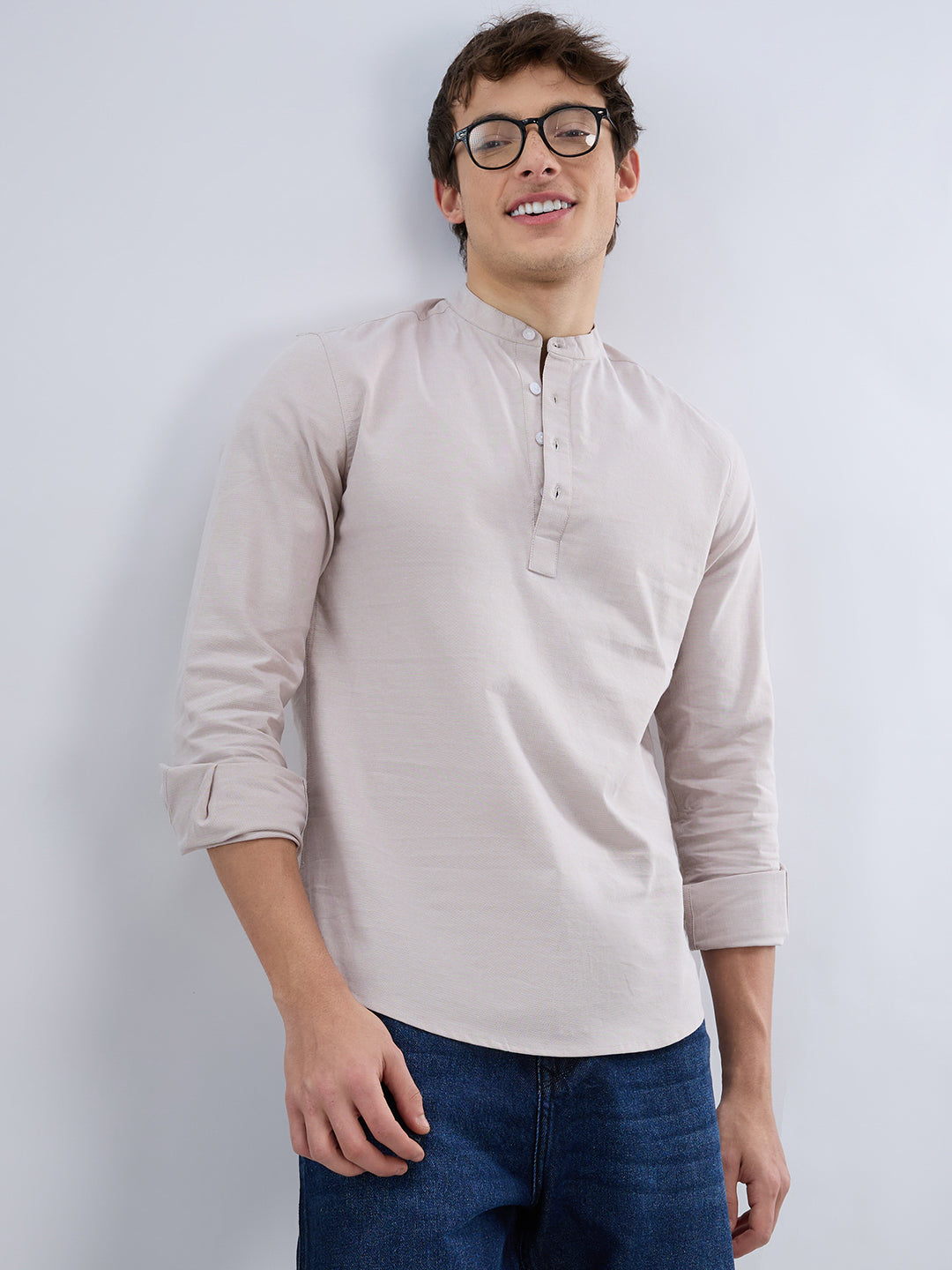 Elegant Sand Beige Oxford Everyday Kurta