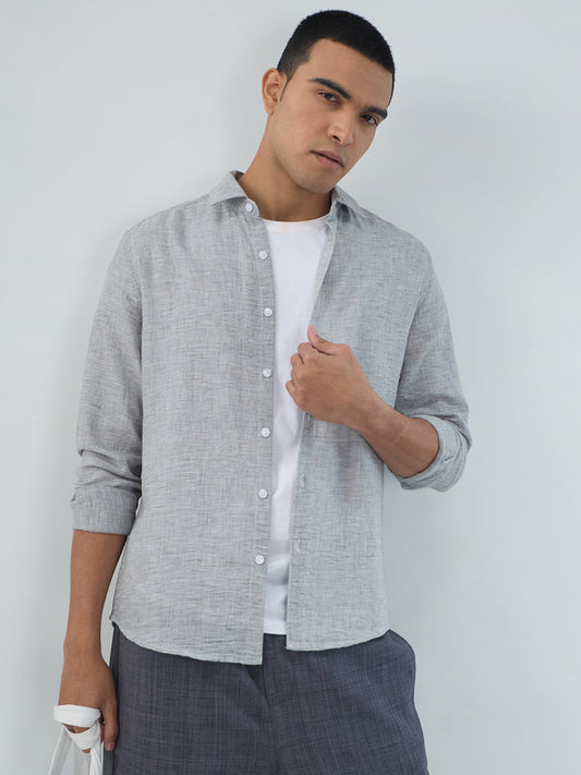 Elegant Grey Textured Shirt