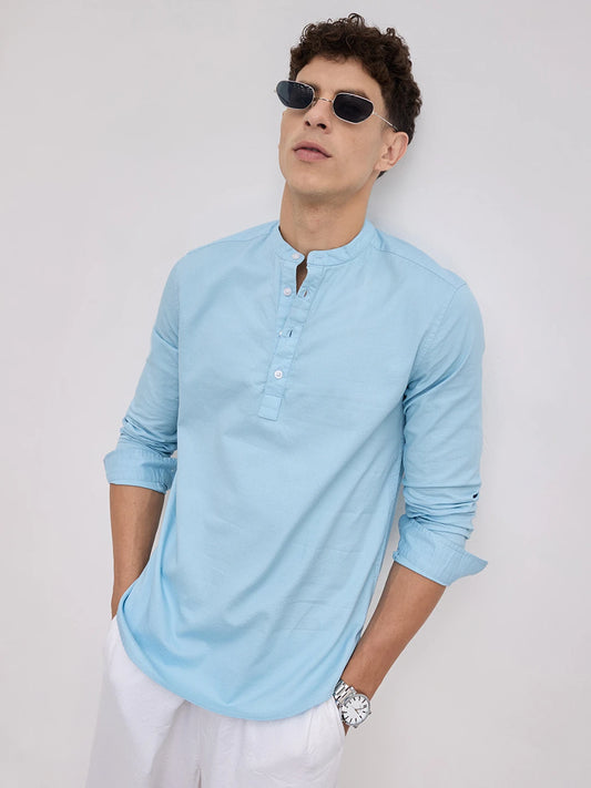Sky Blue Basket Weave Kurta