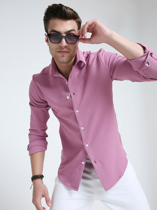 Dusty Rose Pink Textured Shirt