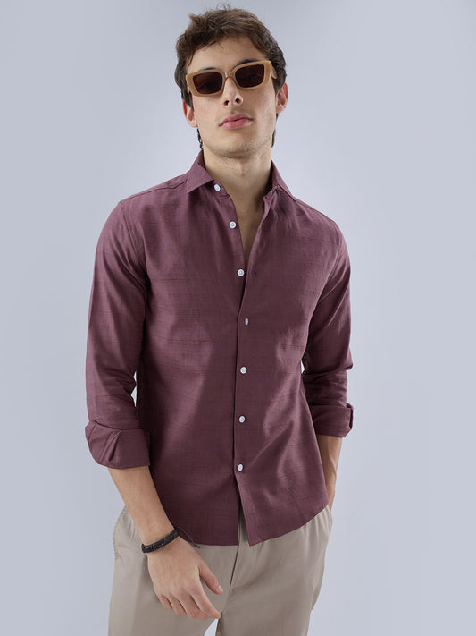 Dark Cocoa Fine Weave Textured Shirt