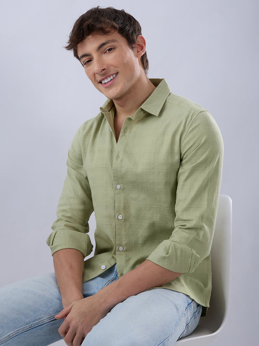 Celadon Green Textured Weave Shirt
