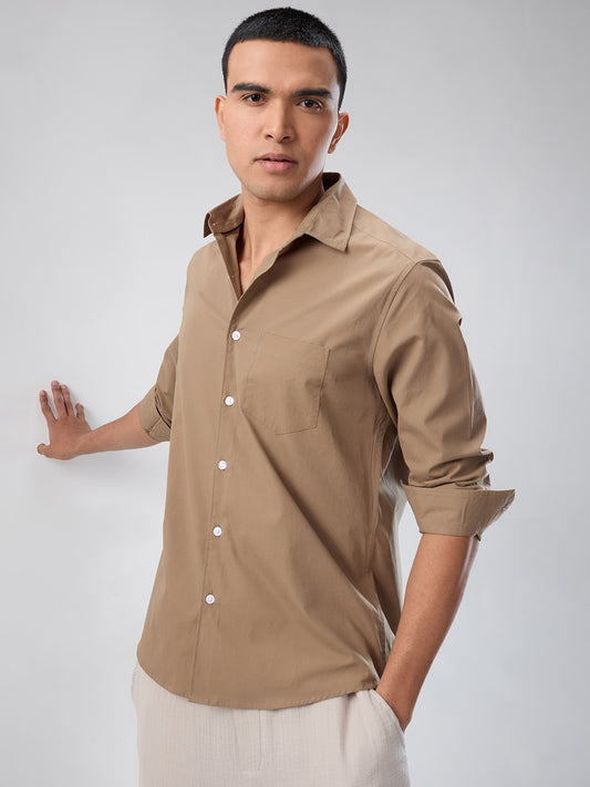 Plush Khaki Peach Finish Poplin Shirt
