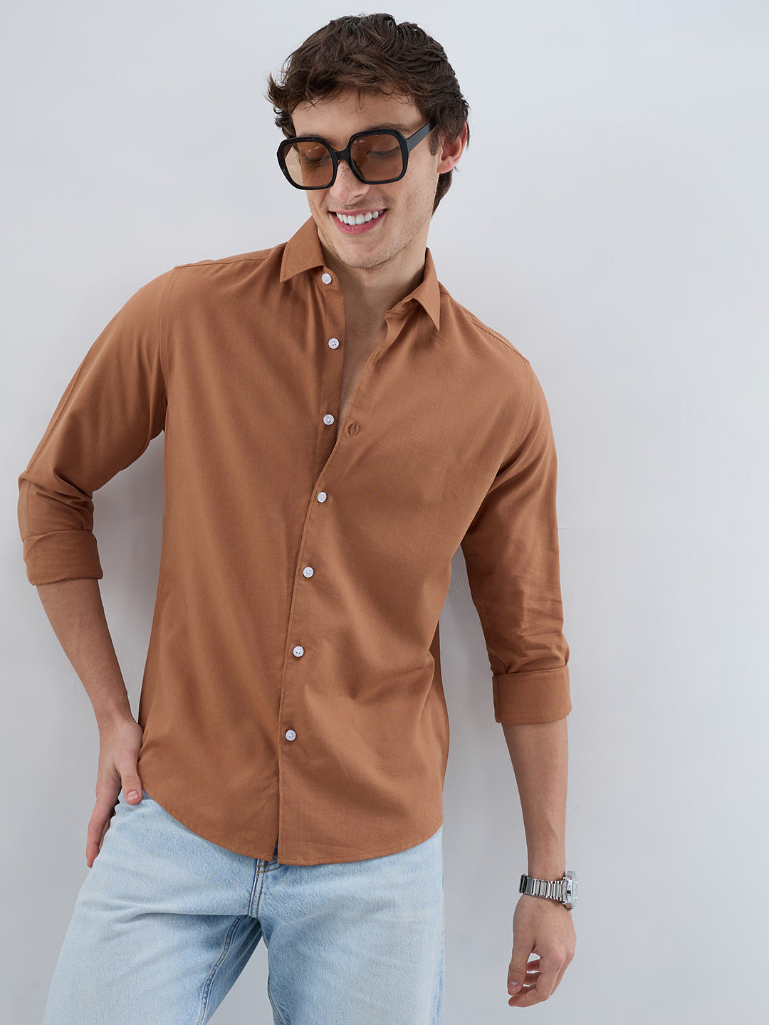 Elegant Warm Rust Oxford Shirt