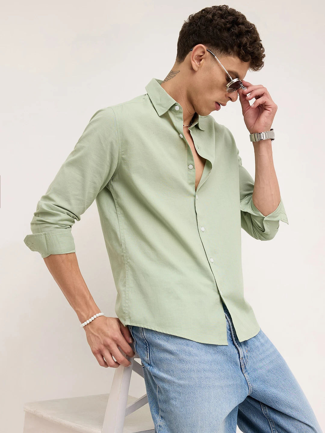 Pistachio Green Fine Textured Shirt