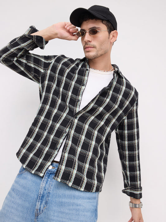 Black Cityscape Checks Shirt