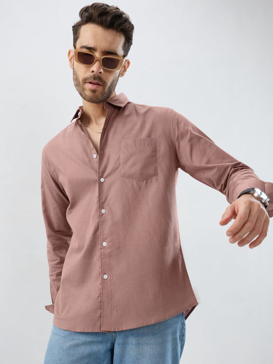 Terracotta Tone Brown Slub Shirt