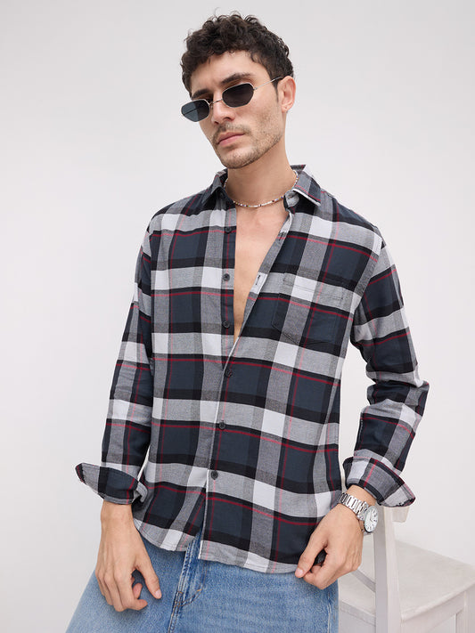 Urban Grey & Black Plaid Checks Shirt