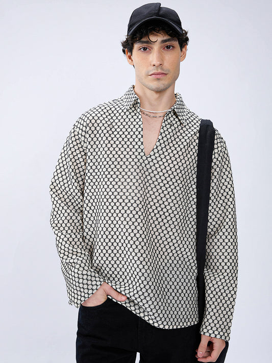 Hexcraft Twinstitch Honeyframe Mesh Oversized Polo Shirt