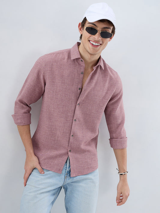 Dusty Mauve Refined Slub Textured Shirt