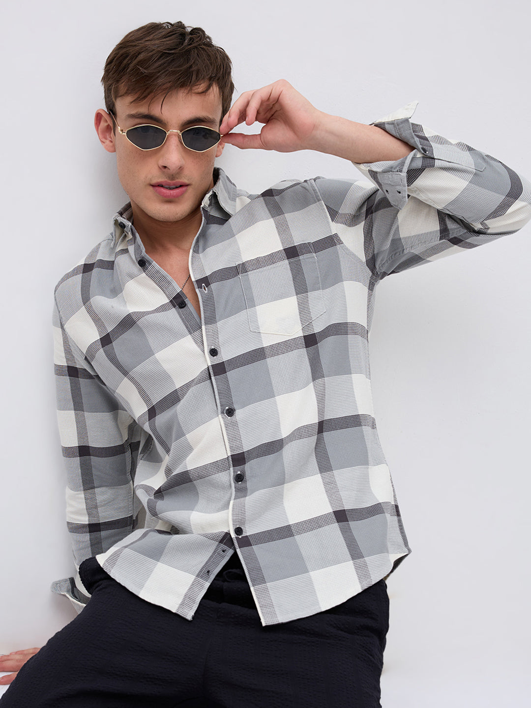 Moonmist Grey Statement Check Shirt