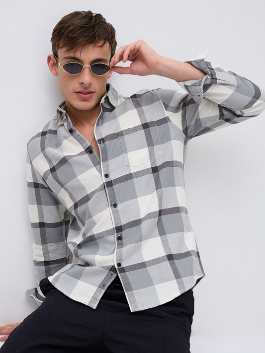 Moonmist Grey Statement Check Shirt