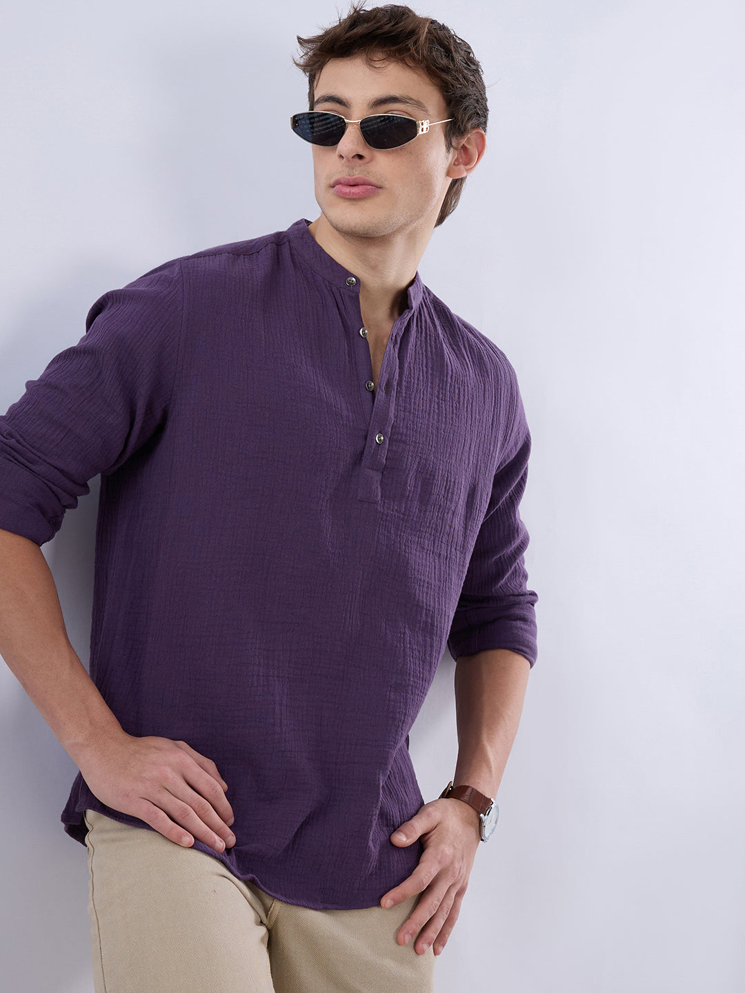 Kalamata Purple Double Cloth Kurta