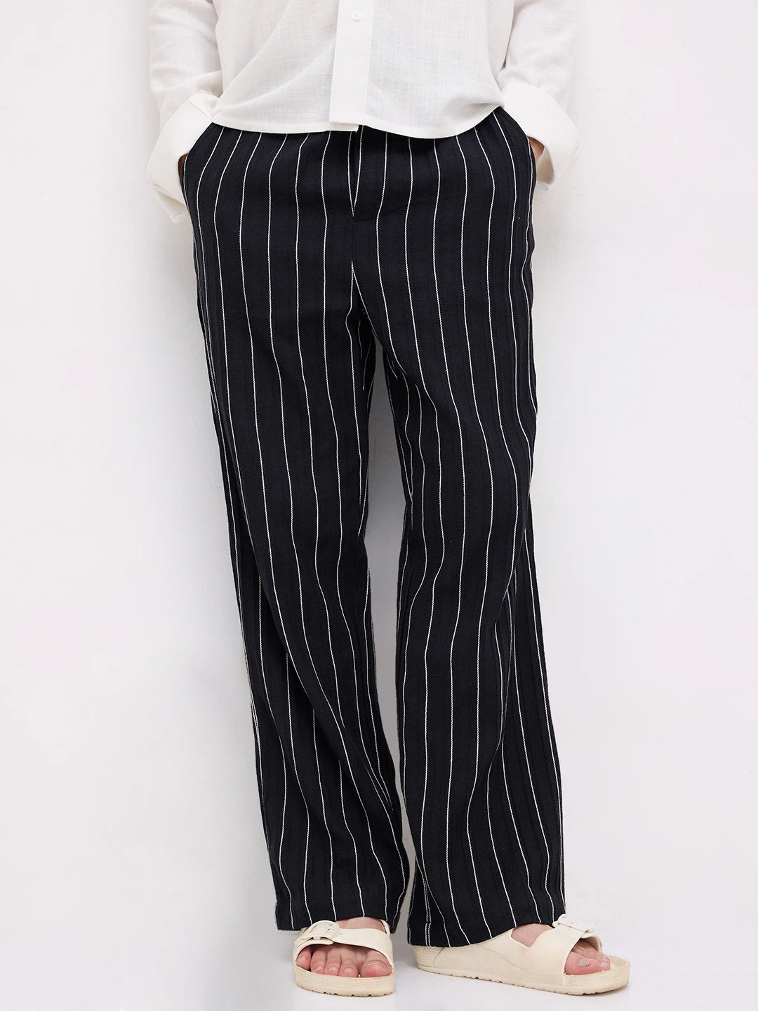 Finesse Black Straight Fit Trousers