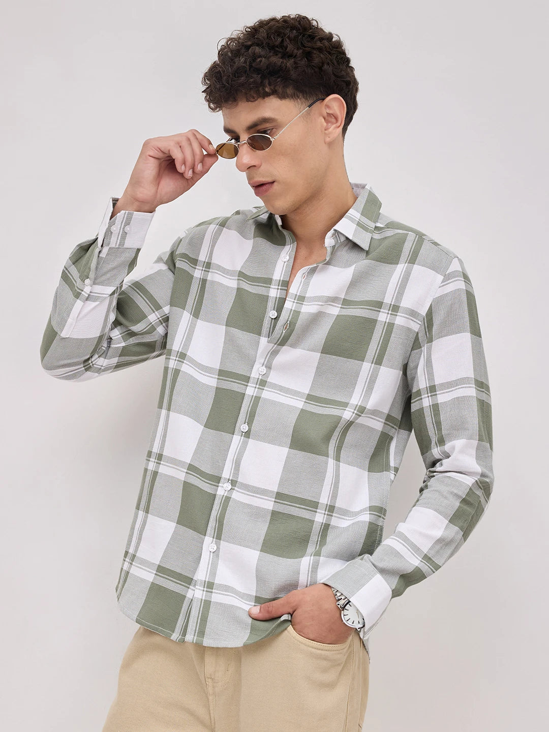 Classic Jade Green & White Plaid Checks Shirt