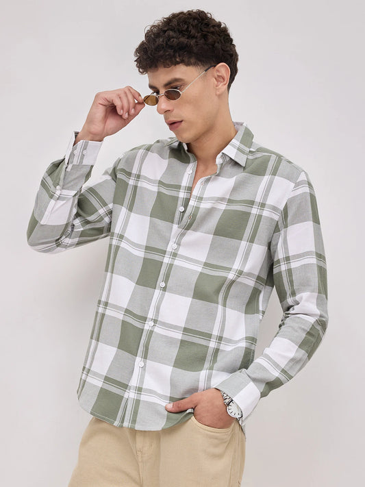 Classic Jade Green & White Plaid Checks Shirt