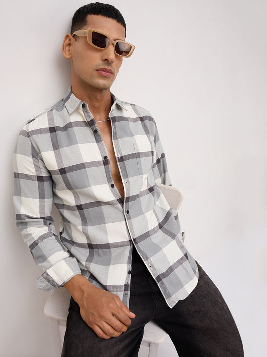 Moonmist Grey Statement Check Shirt