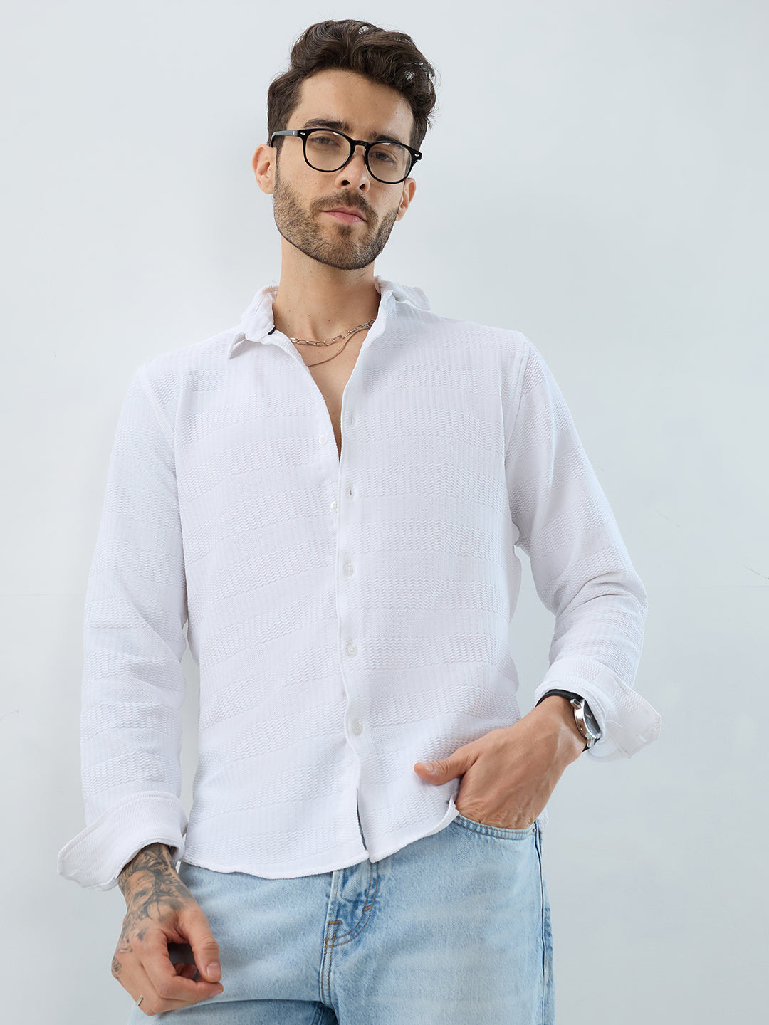 Snowfall Cascade Wavy Textured Shirt