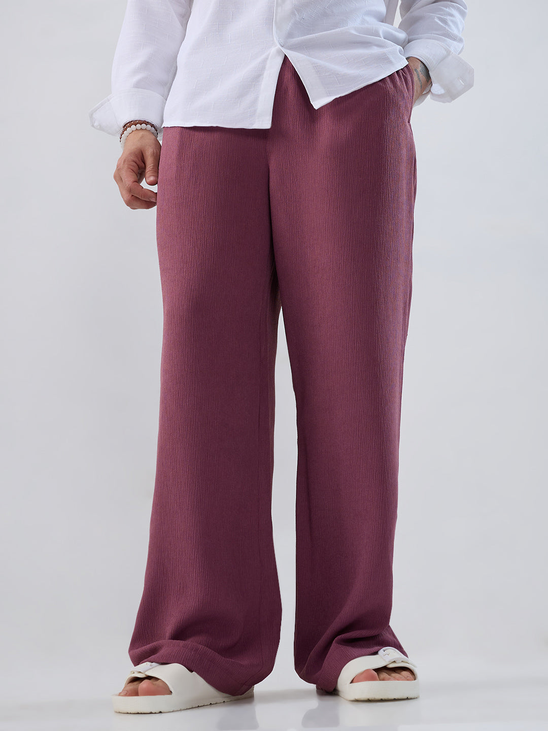 Rouge Pink Wide-Leg Crepe Trousers