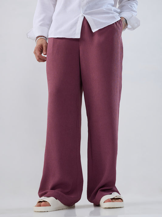 Rouge Pink Wide-Leg Crepe Trousers