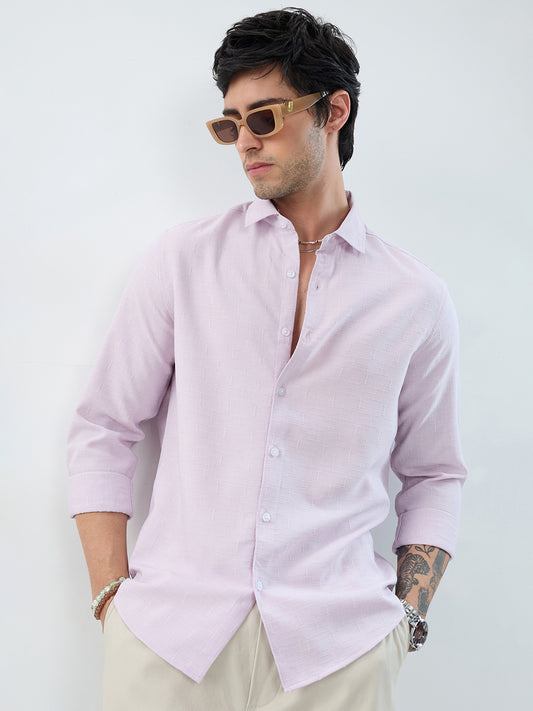 Lavender Intricate Textured Weave Everyday Shirt