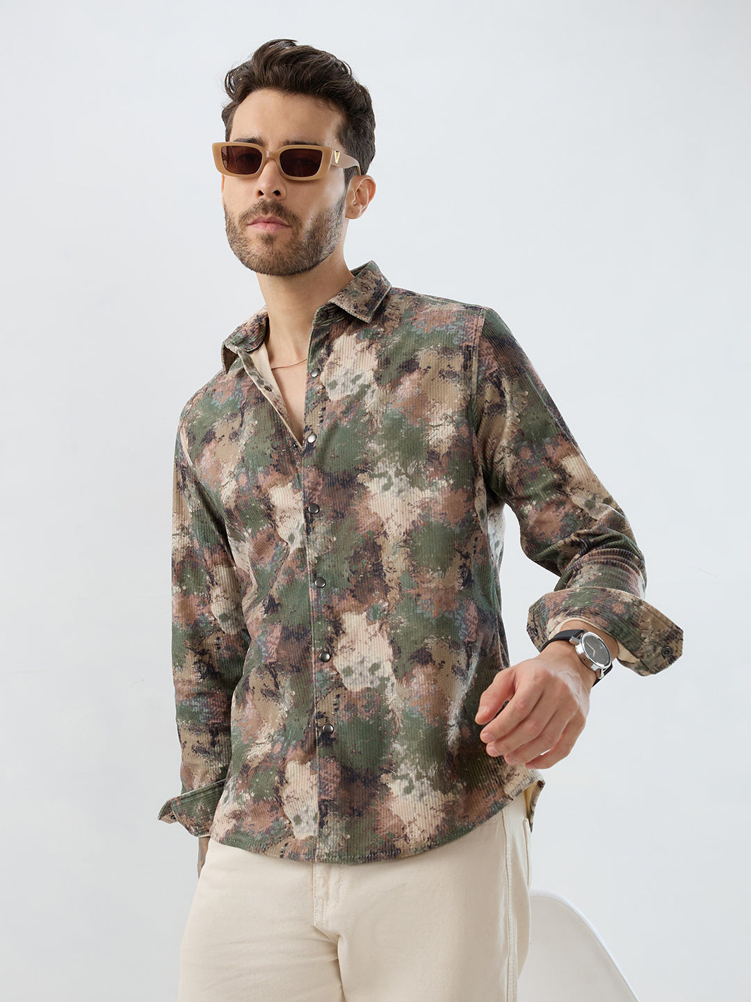 Woodland Camo Washed Corduroy Shirt