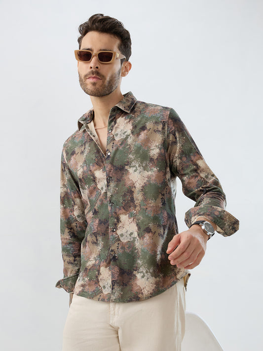 Woodland Camo Washed Corduroy Shirt