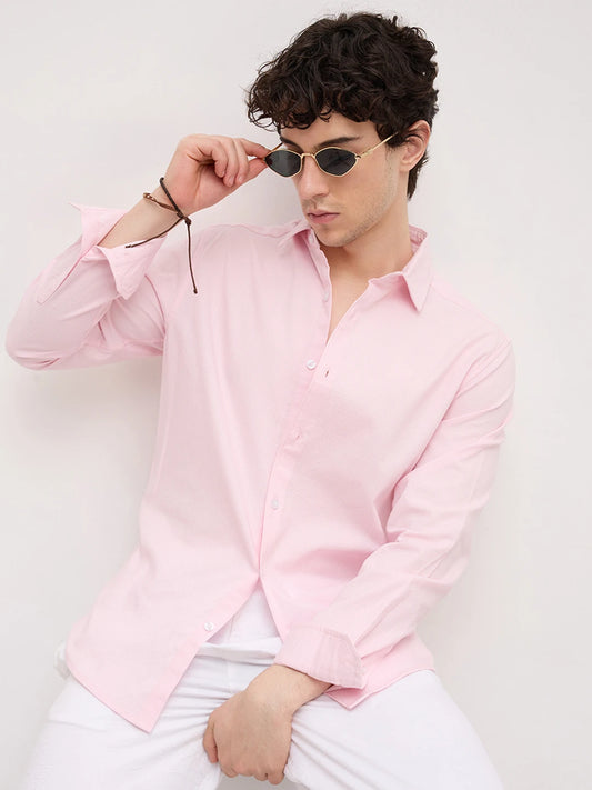 Pink Micro Basket Weave Shirt