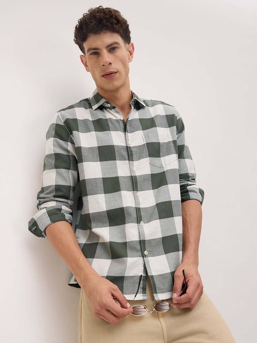 Timeless Box Checks Olive Shirt