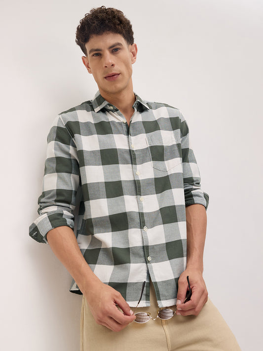 Timeless Box Checks Olive Shirt