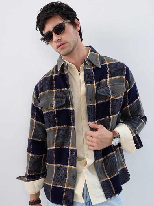Elevated Multicolor Checks Double Pocket Flannel Shirt