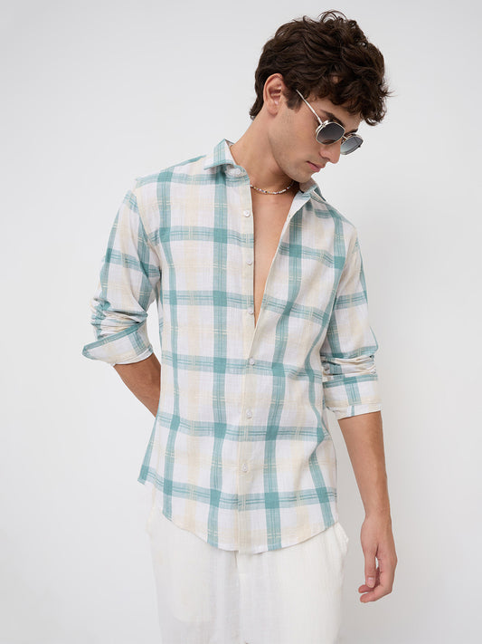Premium Timeless Seafoam Green Block Checks Shirt