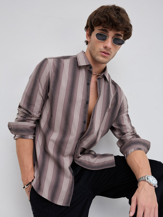 Smoky Brown Artisan Shadow Striped Shirt