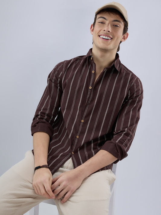 Walnut Brown Striped Shirt