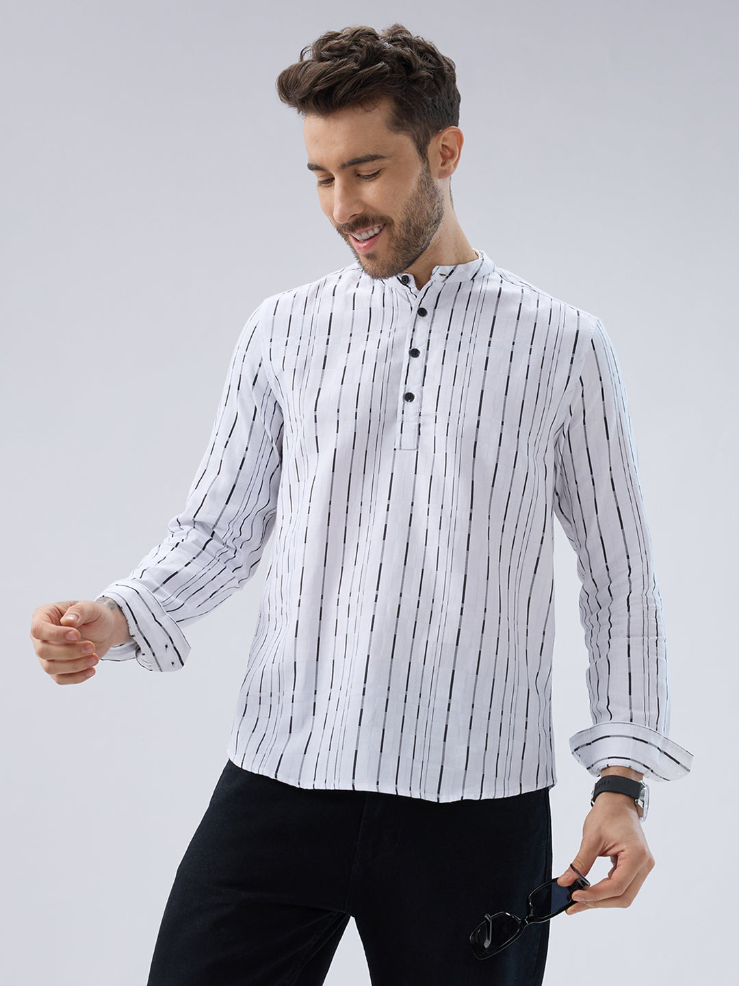 Crisp Canvas Contrast Striped Kurta