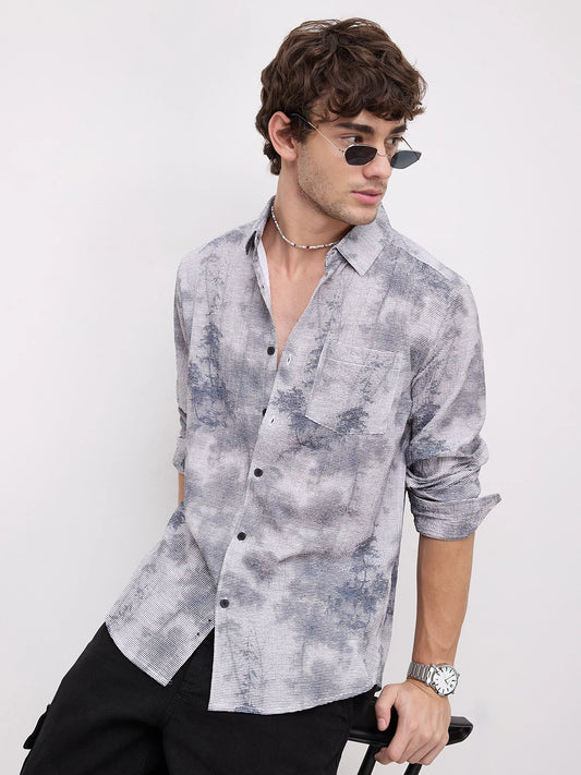 Multicolour Tie & Dye Printed Creased Shirt