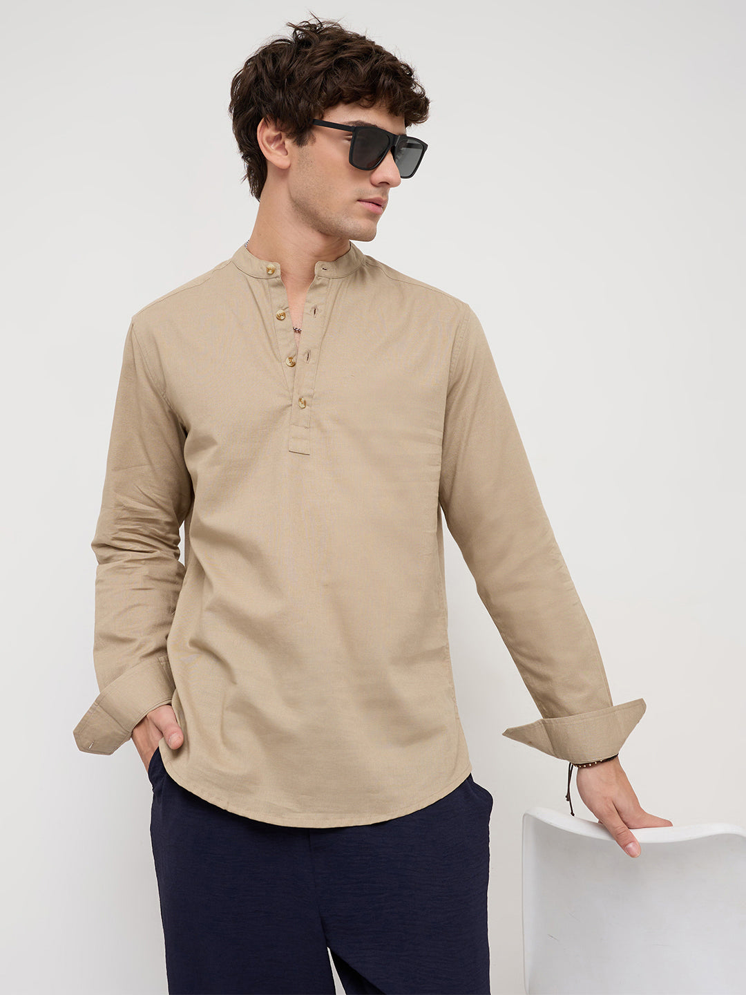 Solid Khaki Beige Everyday Kurta