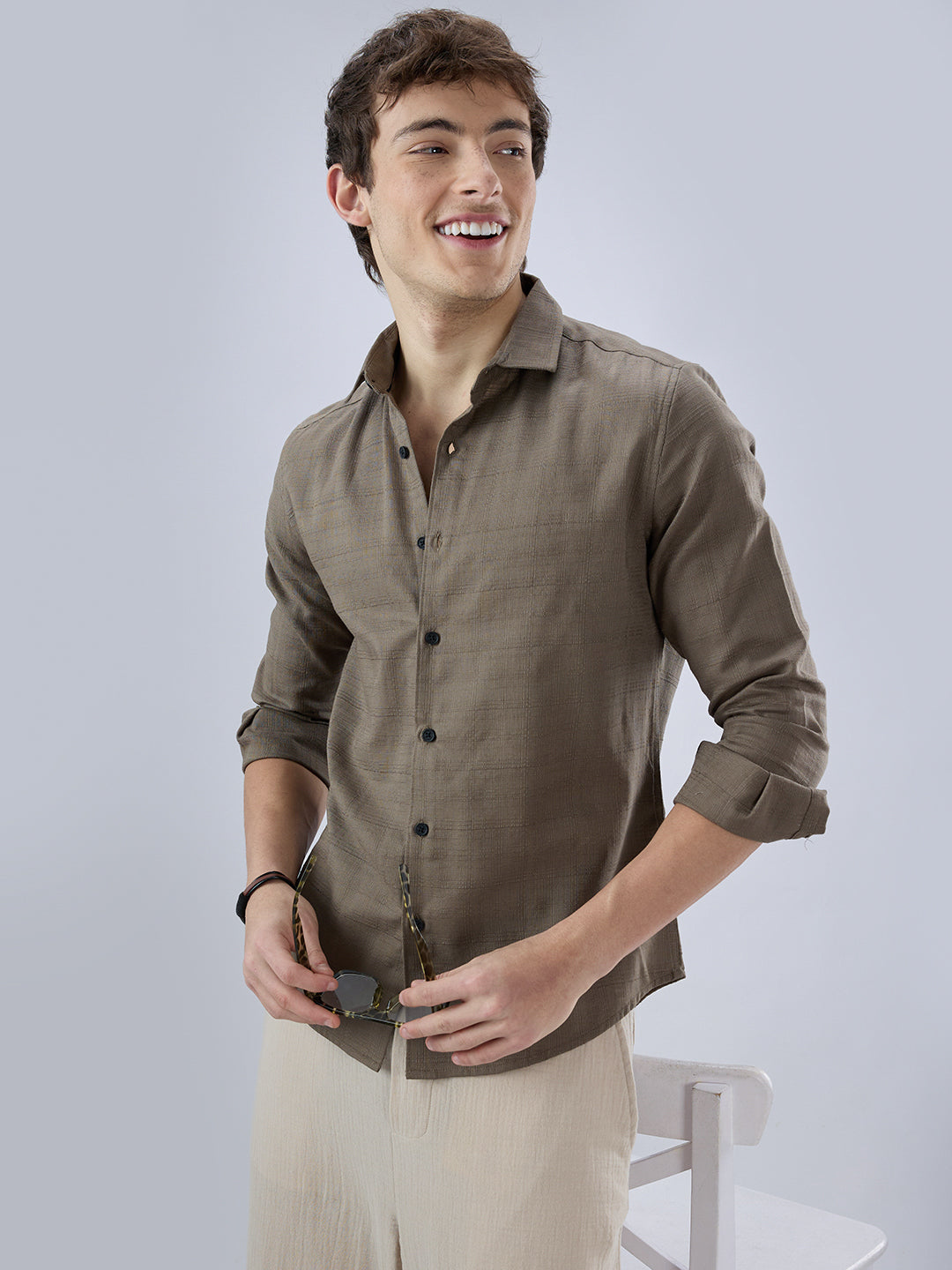 Olive Textured Weave Shirt