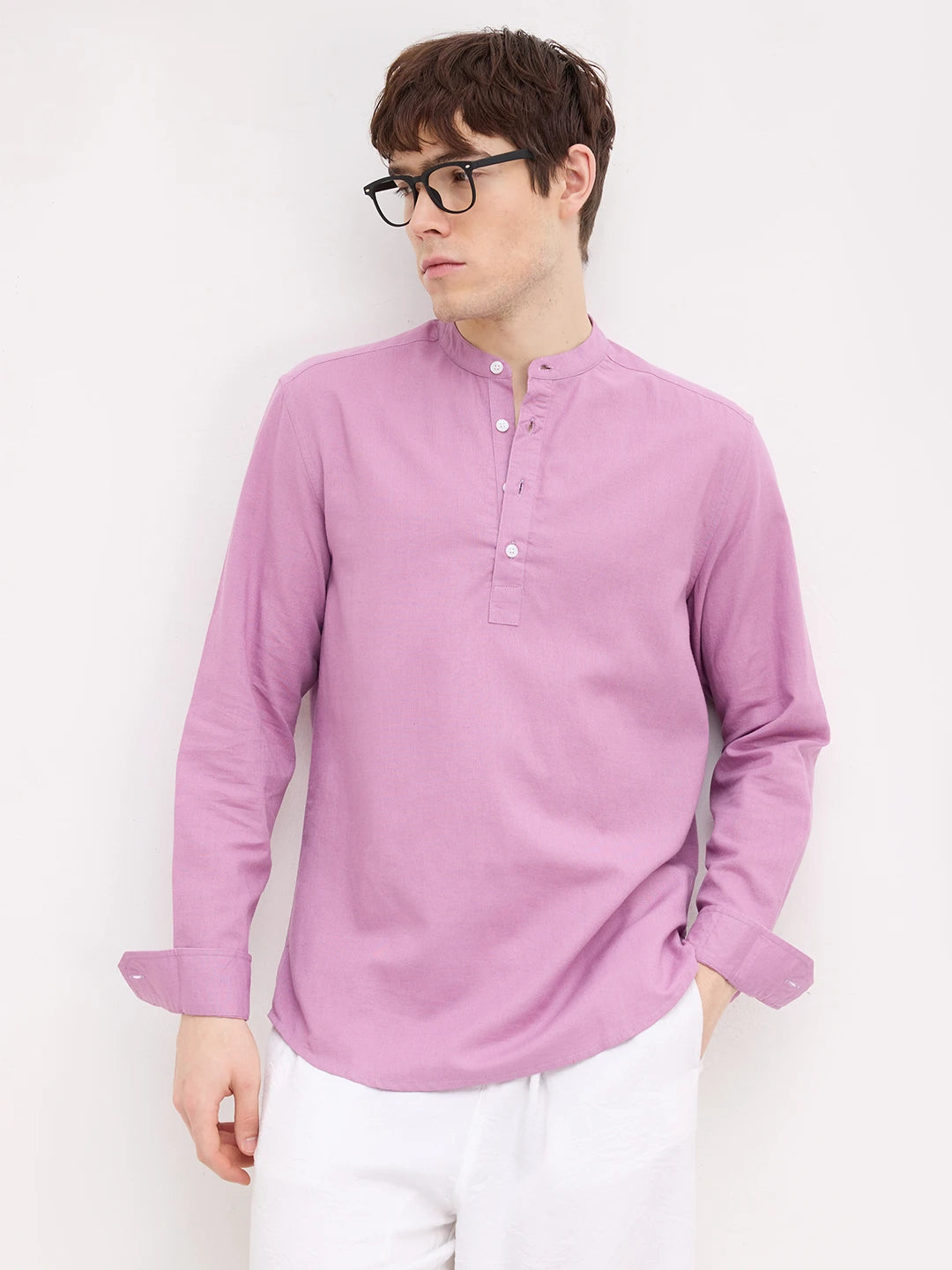 Rich Lilac Linen Blend Kurta