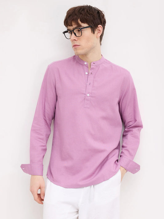 Rich Lilac Linen Blend Kurta