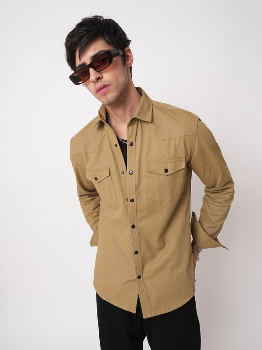 Khaki Double Flap Pocket Overshirt