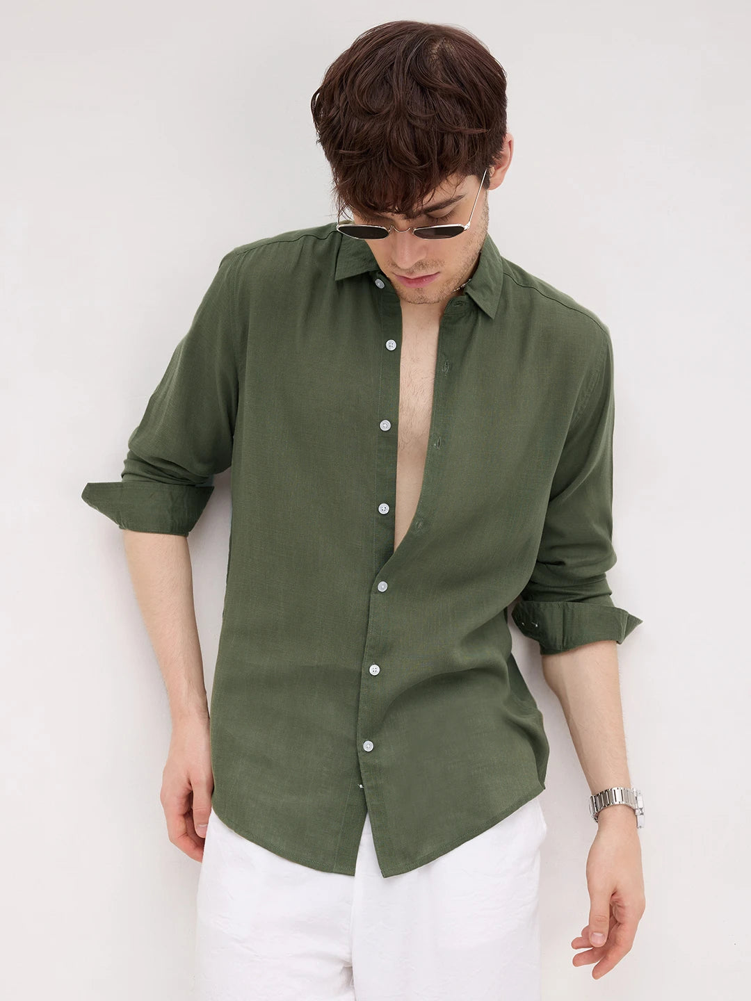 Refined Evergreen Olive Shirt
