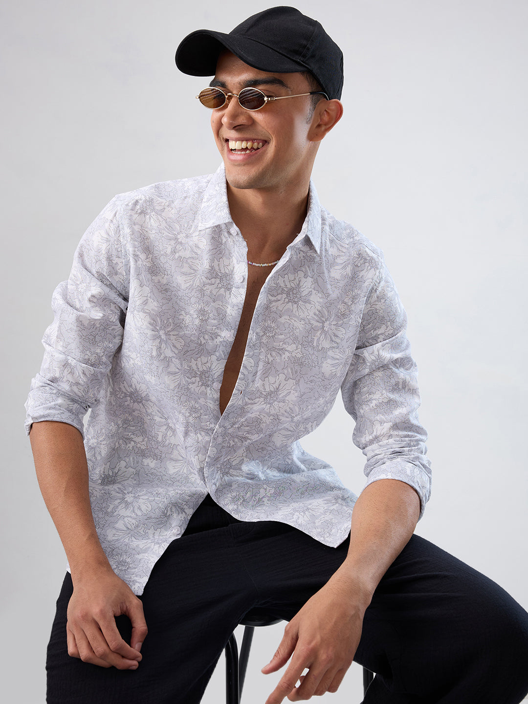 Grey Sketch Botanical Art Shirt