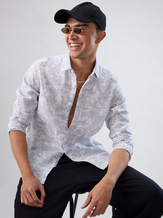 Grey Sketch Botanical Art Shirt