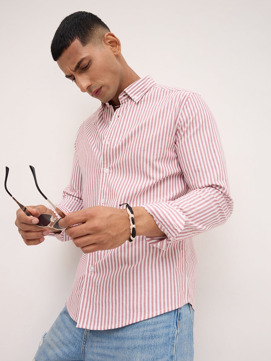 Red & White Candy Striped Oxford Button-Down Shirt