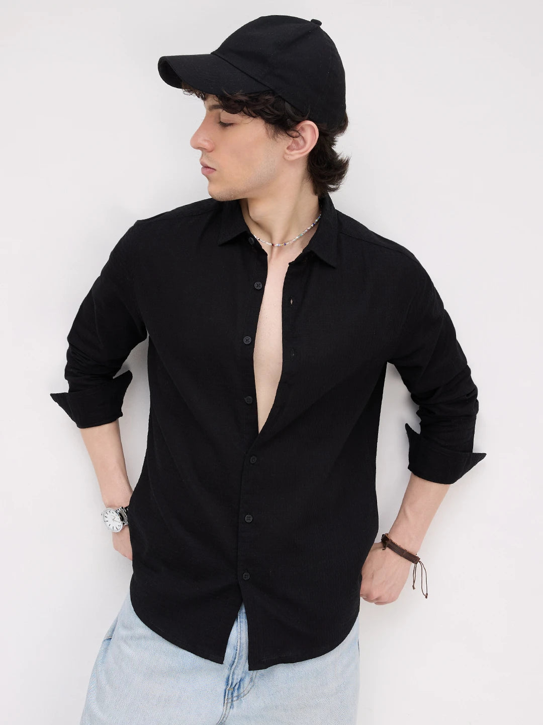 Onyx Black Micro Textured Shirt