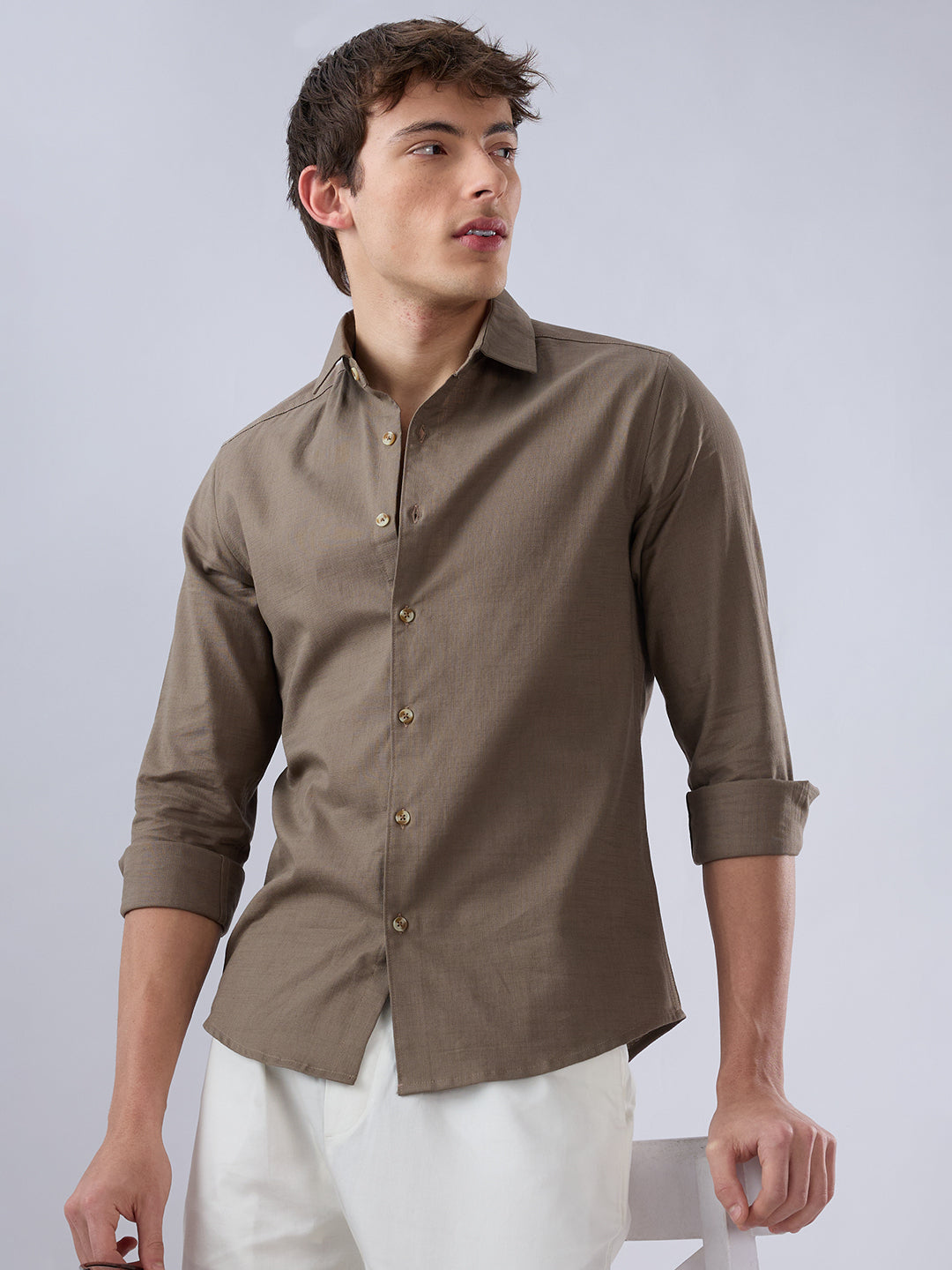 Solid Khaki Fine Weave Everyday Shirt