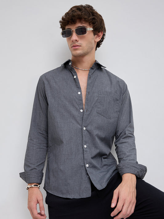 The Slate Grey Micro-Texture Essential Shirt