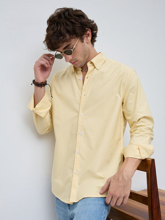 Butter Yellow Oxford Button-Down Collar Business Shirt